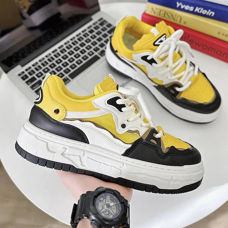 Wholesale Luxury Fashion Thick Outsole Men Casual Skateboard Shoes Mesh Breathable Shoes Sneaker For Men