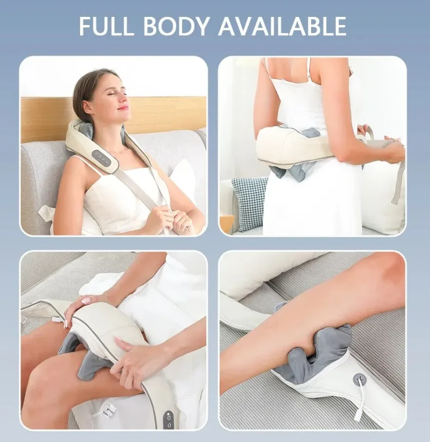 Foreverlily Wireless Neck and Back Massager Neck and Shoulder Kneading Massage Shawl Neck Cervical Relaxing Trapezius Massager