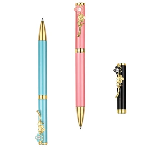 High-End Rose Crystal Metal Signature Ballpoint Pen Personalized Logo for Business School Hotel Office Gift 1.0mm Animal-Shaped