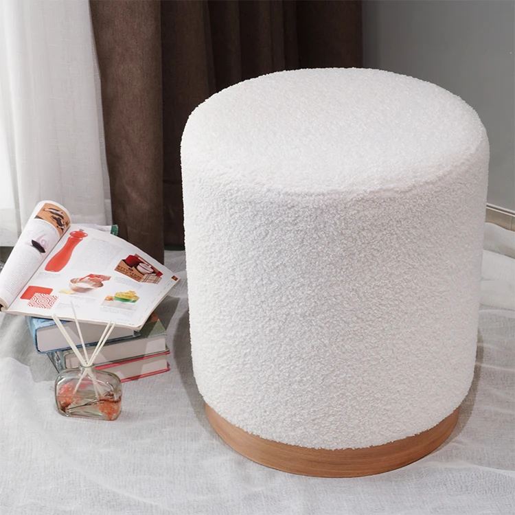 HStex Velvet Stool Tufted Soft Ottoman Round Stool Pouffe Ottoman Footstool Chair Foot Stool Pouf