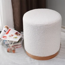 HStex Velvet Stool Tufted Soft Ottoman Round Stool Pouffe Ottoman Footstool Chair Foot Stool Pouf