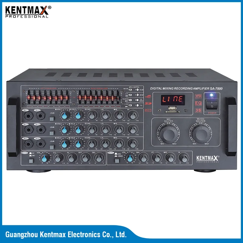 LED Display Digital Audio AMP  Audio Controller Table 2 Channel With USB SD Input Power Mixer Amplifier