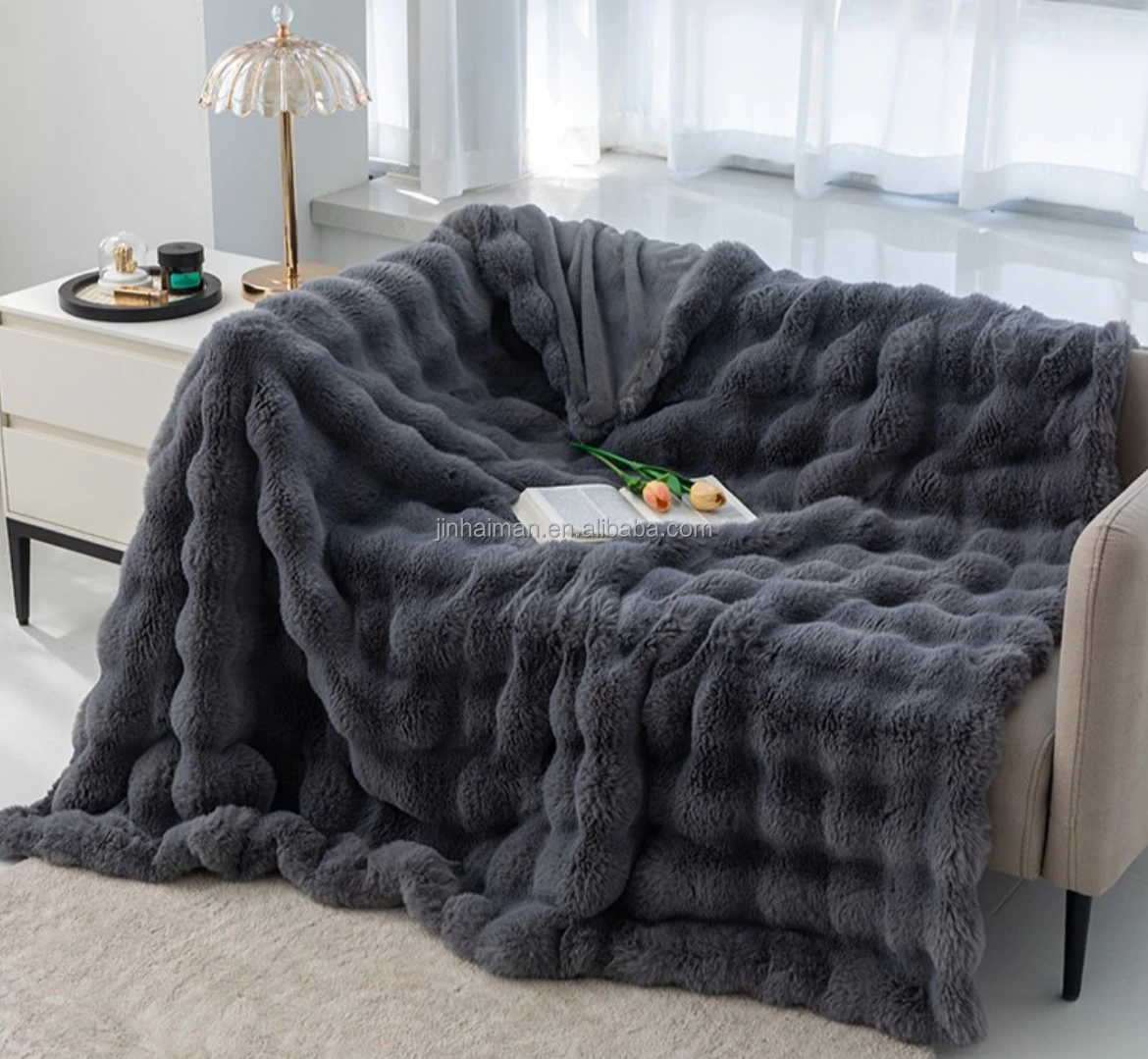 Best Sell Sherpa Bed Fleece Throw Mink Knitted Fur Blanket Soft For Home Decor Winter King