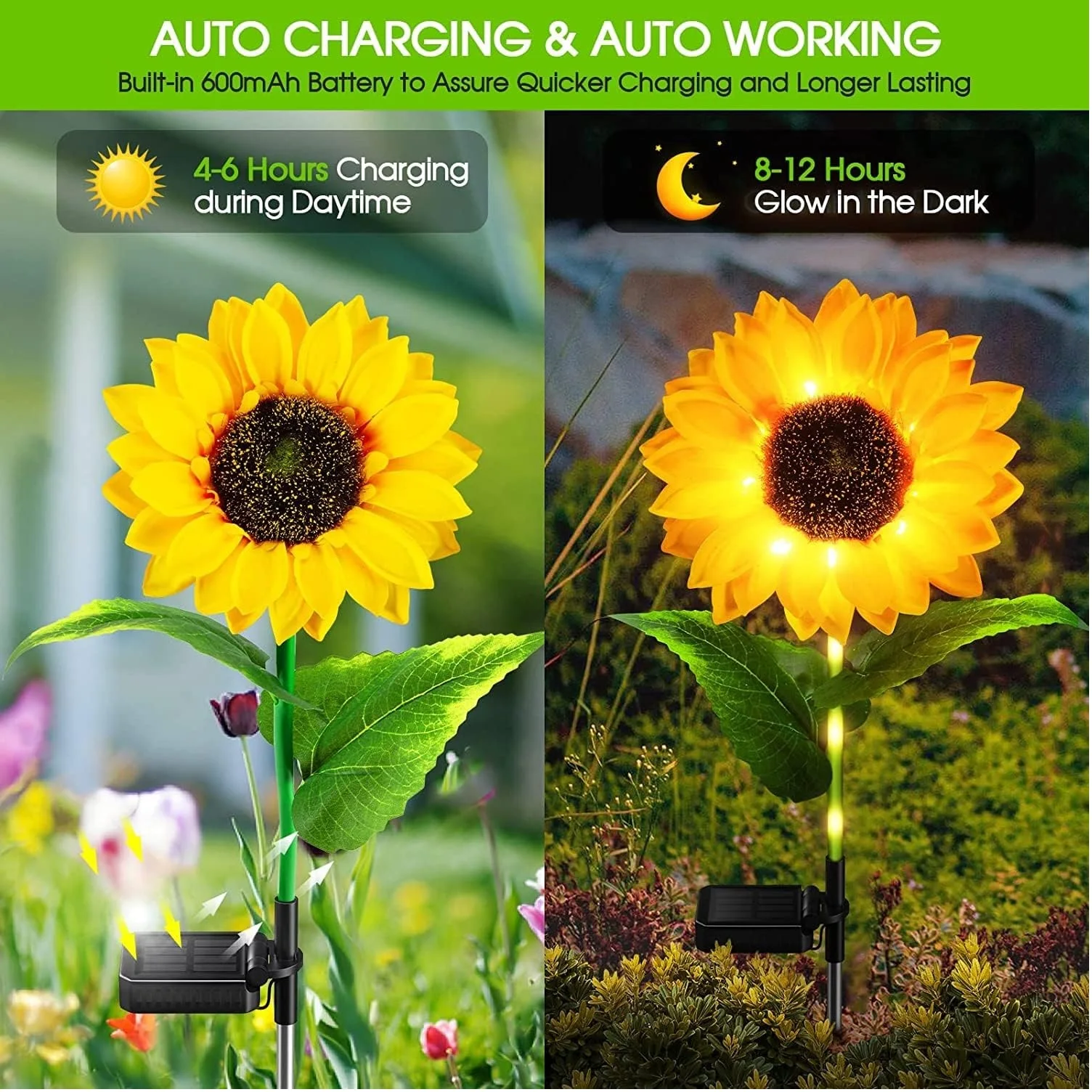 Sunflower Solar Garden Lights Waterproof Outdoor LED Landscape Lights