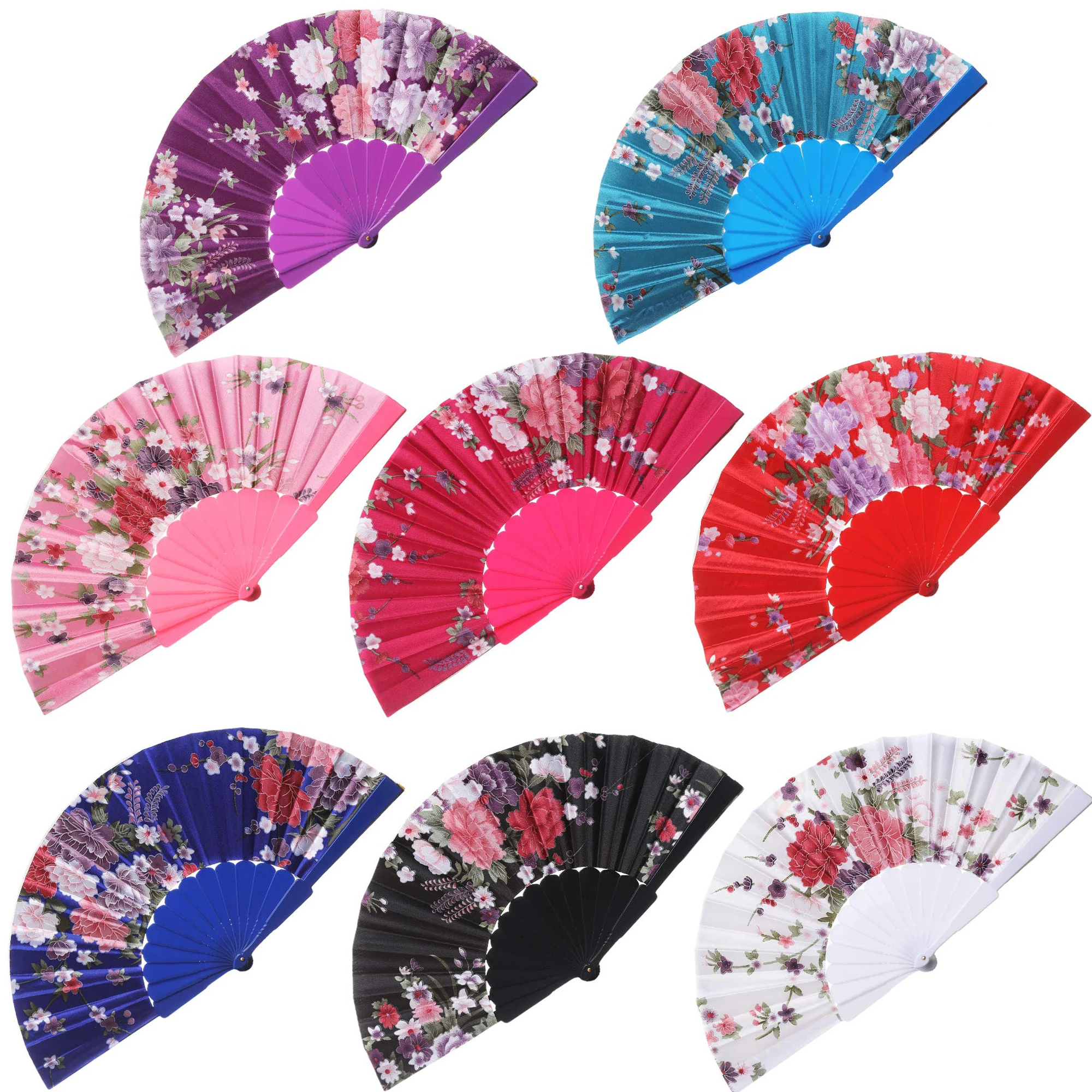 9 Inch Vintage Wall Retro Spanish Plastic Fan Customize DIY Decoration Sublimation Folding Floral Hand Fans for Wedding
