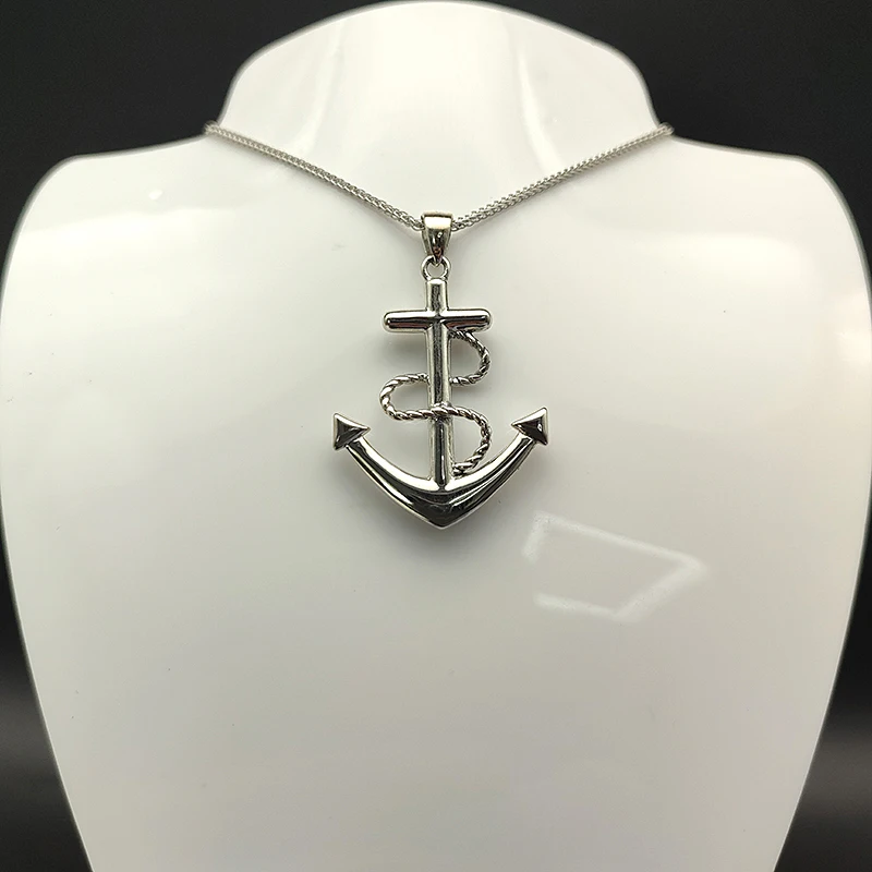 S925 Sterling Silver Cross with Anchor Pendant for Men & Women