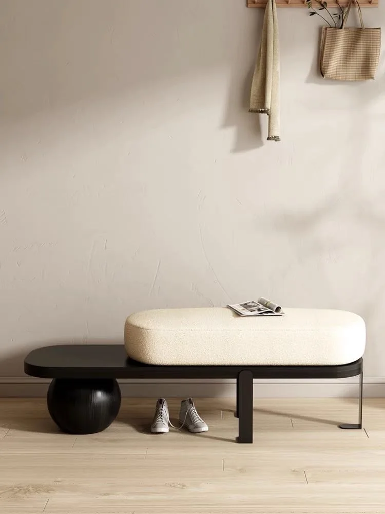 Japanese Nordic Creative Personality Long Bench Solid Wood Shoe Stool Household Door Wear Shoe Stool Entry Lounge Low Stool