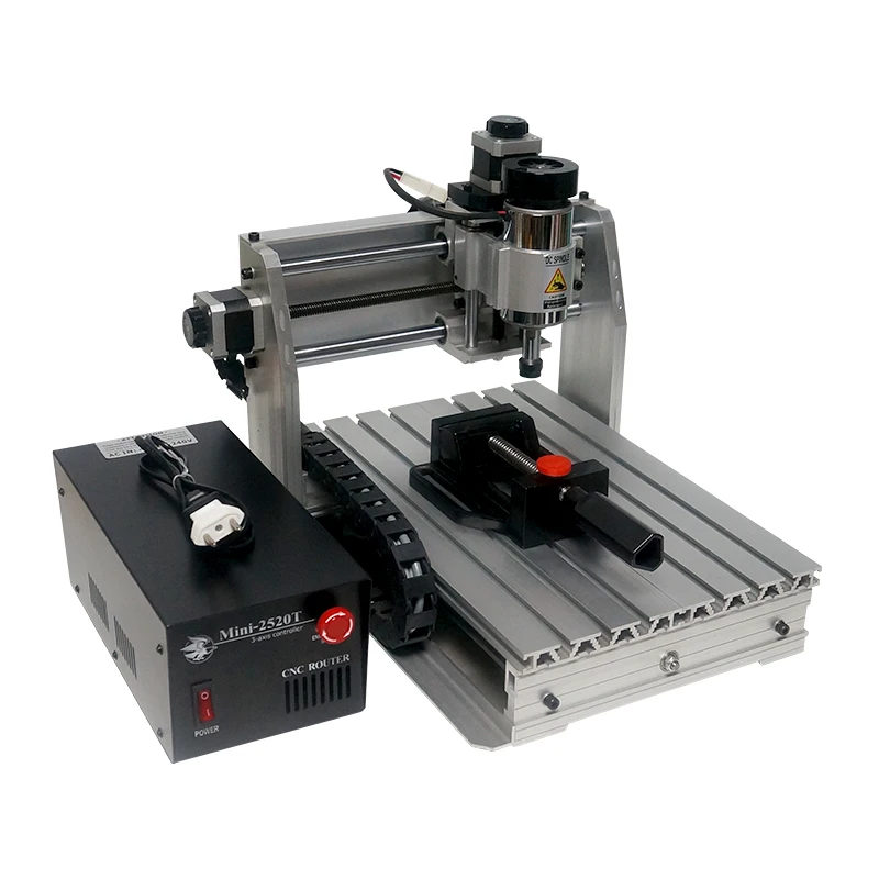 LY Mini CNC Router Milling Machine CNC2520T PCB Wood Carving Engraver Only 3axis 200W Spindle 250x200mm Engraving Area LPT Port