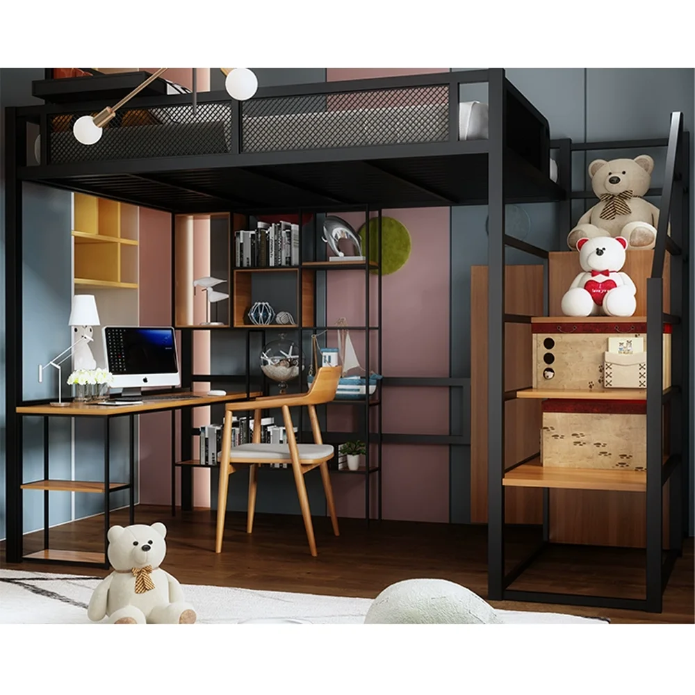 2023 Adults Metal Bed Factory Wholesale Hotsale Metal Queen Loft Bed