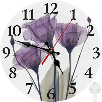 Cross-border Flower Wall Clock Wooden Nordic Style Round Silent Clock Simple Creative Living Room Bedroom Home Clock