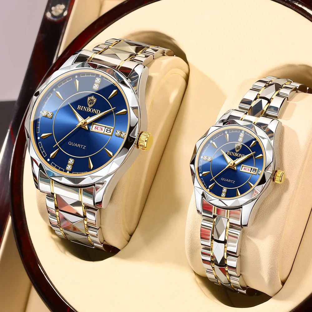 Amazon.com: Couple Watches Men Women Crystal Bezel Inlay Waterproof  Automatic Mechanical Watch Set of 2 (All Gold) : Clothing, Shoes & Jewelry