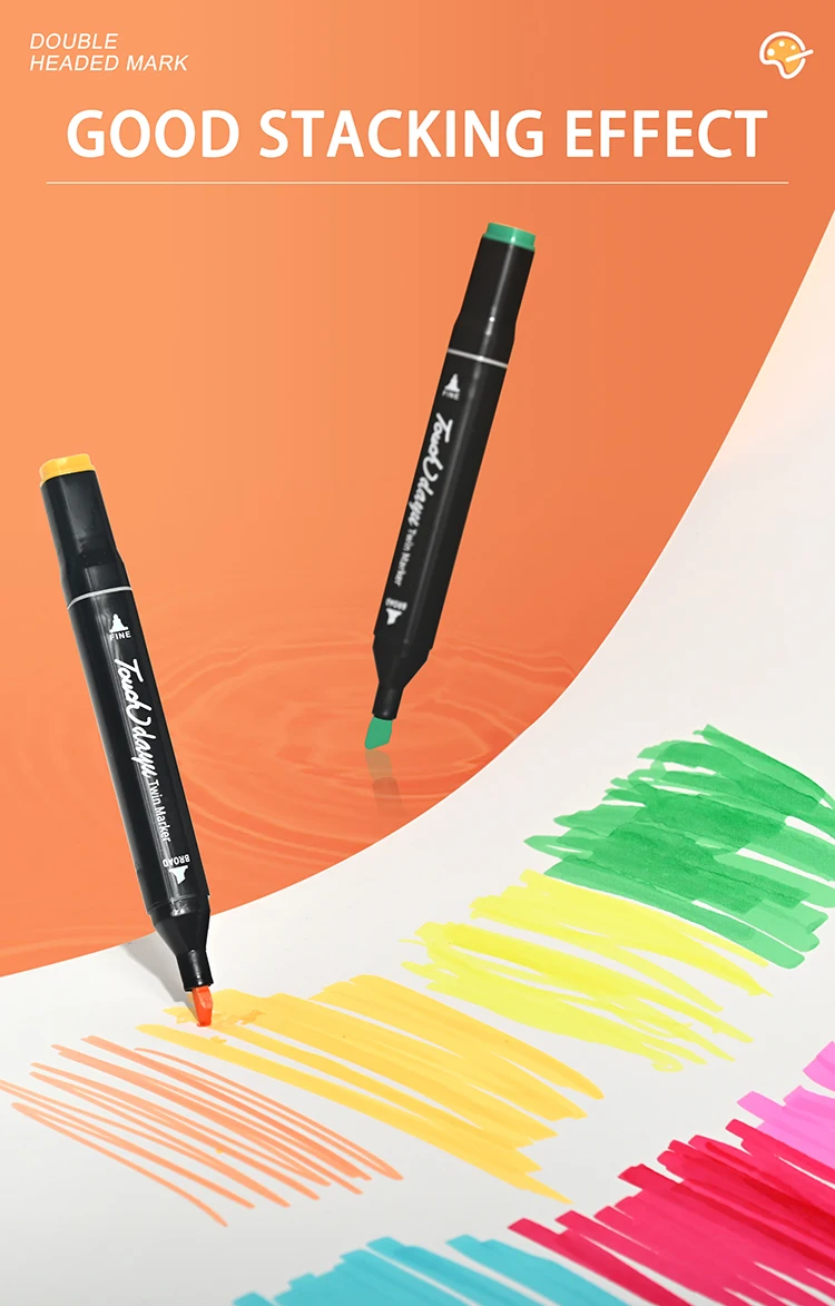 24262 Colored Double Head Alcohol Marker Pen Set Dual Tip Brush
