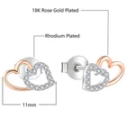 Earrings Rose Earrings Custom 925 Sterling Silver Zircon Designers Stud Earrings Romantic Heart Rhodium Plated Rose Gold Statement Brand Earrings Women