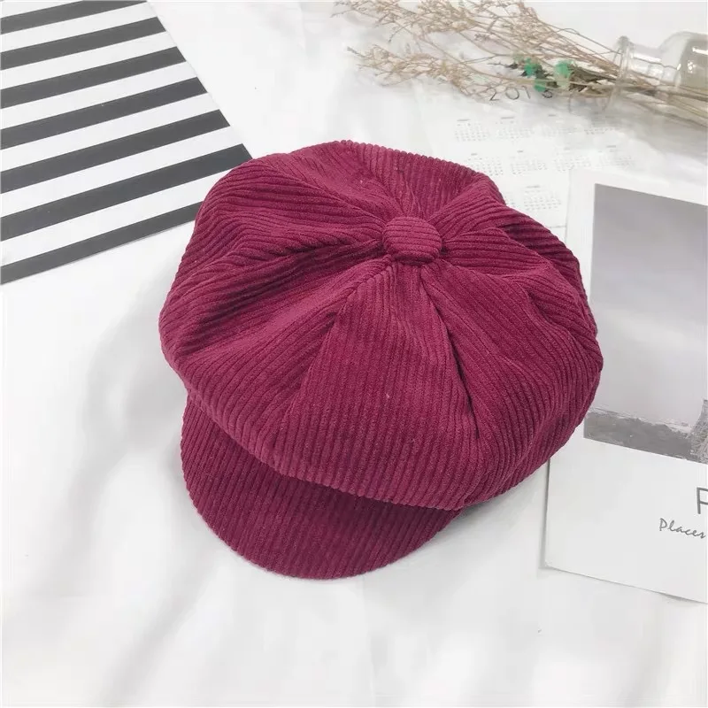 Осенние винтажные вельветовые береты, шапки для детей, Повседневные шапки и кепки для детей