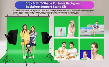 YELANGU Green Screen Backdrop with Stand Kit 6.5X5ft Portable Photographic Studio Photo Background for Streaming product image
