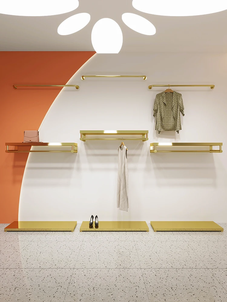 Modern Lady Clothing Display Rack Stainless Steel Boutique Clothing ...