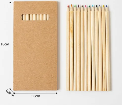 Multicolor Short Sticks Mini Set Kraft Paper Box Wooden Colored Pencils Children's Drawing Pencil Stationery_voghion.com