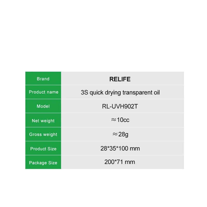 RELIFE RL-UVH902T 3S Fast Curing Transparent Solder Mask Oil UV Curable High Temp Resistant Oil for Phone Jump Wire Repair