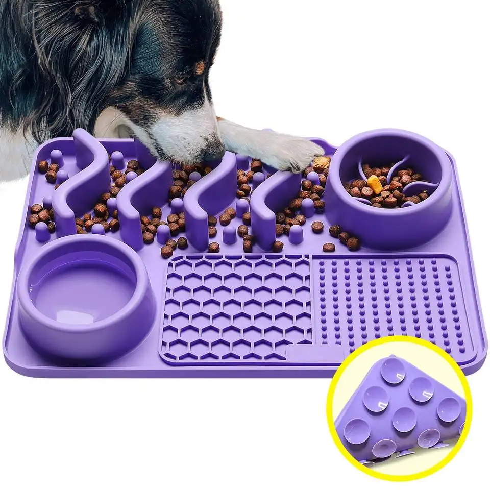 Slow Feeder Dog Bowl Custom Pet Lick Mat Anxiety Relief Training