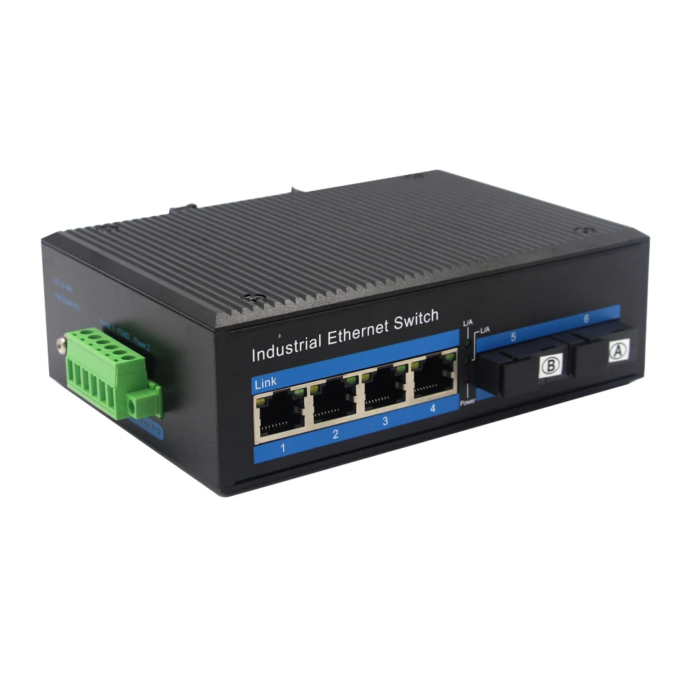 Unmanaged Industrial Fiber Ethernet Switch Poe 2*100mbps Sc To 4*10 ...