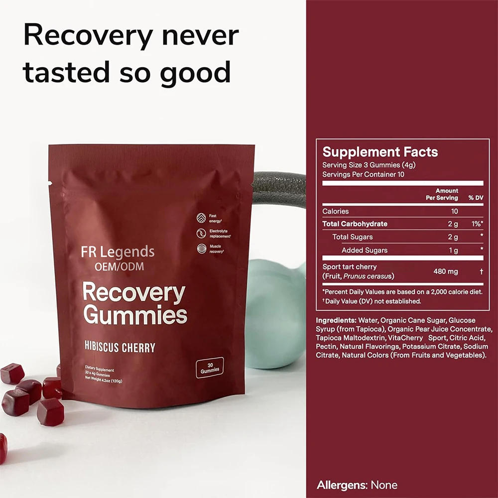 Wholesales Support Muscle Recovery Gummies Fast Energy Supplements Electrolytes Hibiscus Cherry Gummy Candy