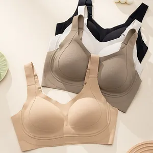 Women Underwear Plus Size Bra Gathered Support Full Cup Bras Wireless Comfortable Vest Tops  L to 3XL