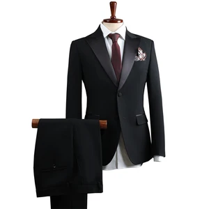 Men's Slim Single Breasted Business Suit Worsted Wedding Groom Groomsman Host Dress Anti-Shrink Anti-Wrinkle Notched Collar