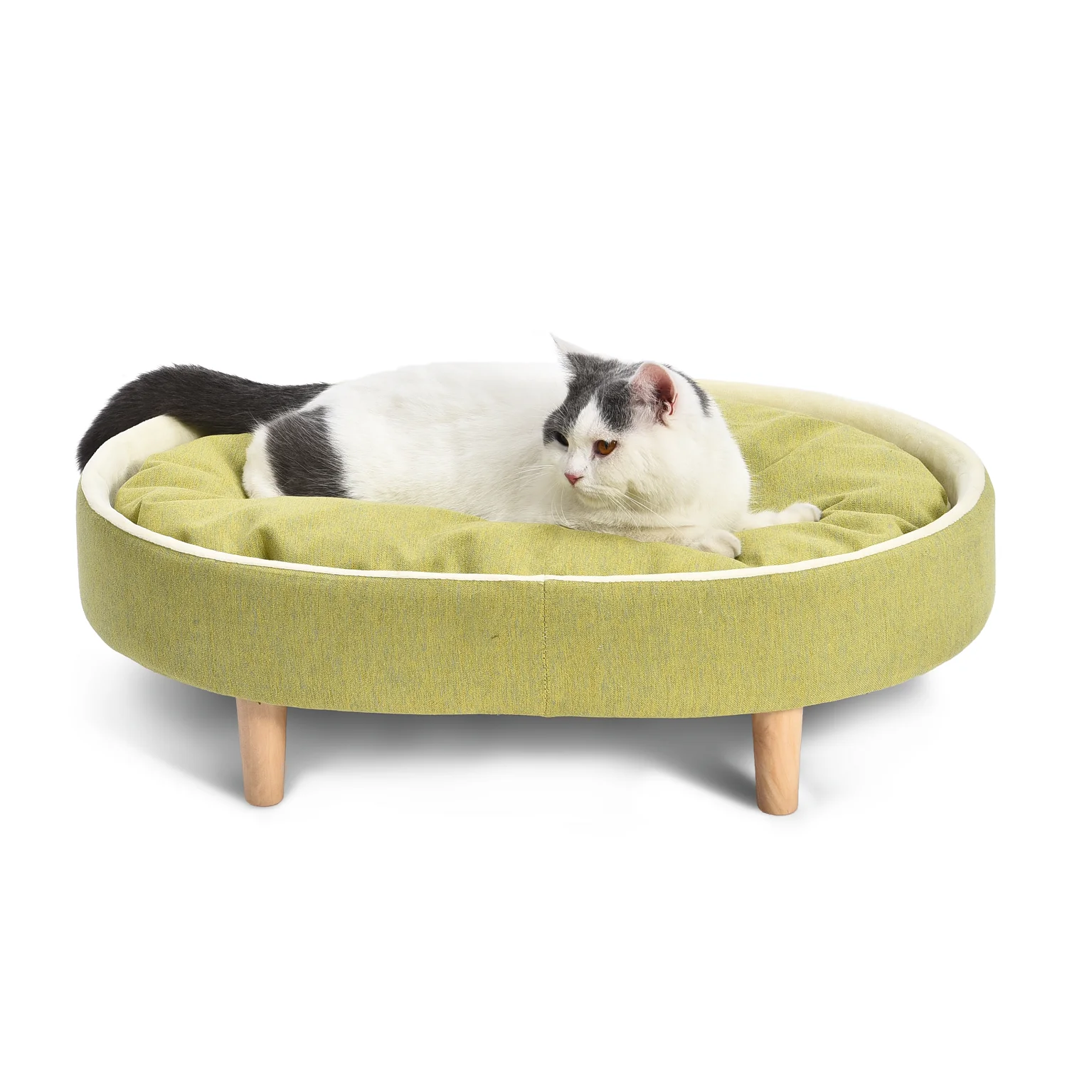 Зеленый желтый щенок маленький круглый съемный коврик Pet Cot Овальный повышенный диван-кровать для собаки