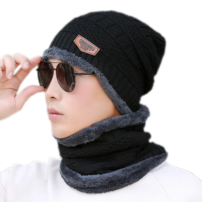 Z1 Soft Thicken Wool Ski Hat Men Warm Hats Neck Winter