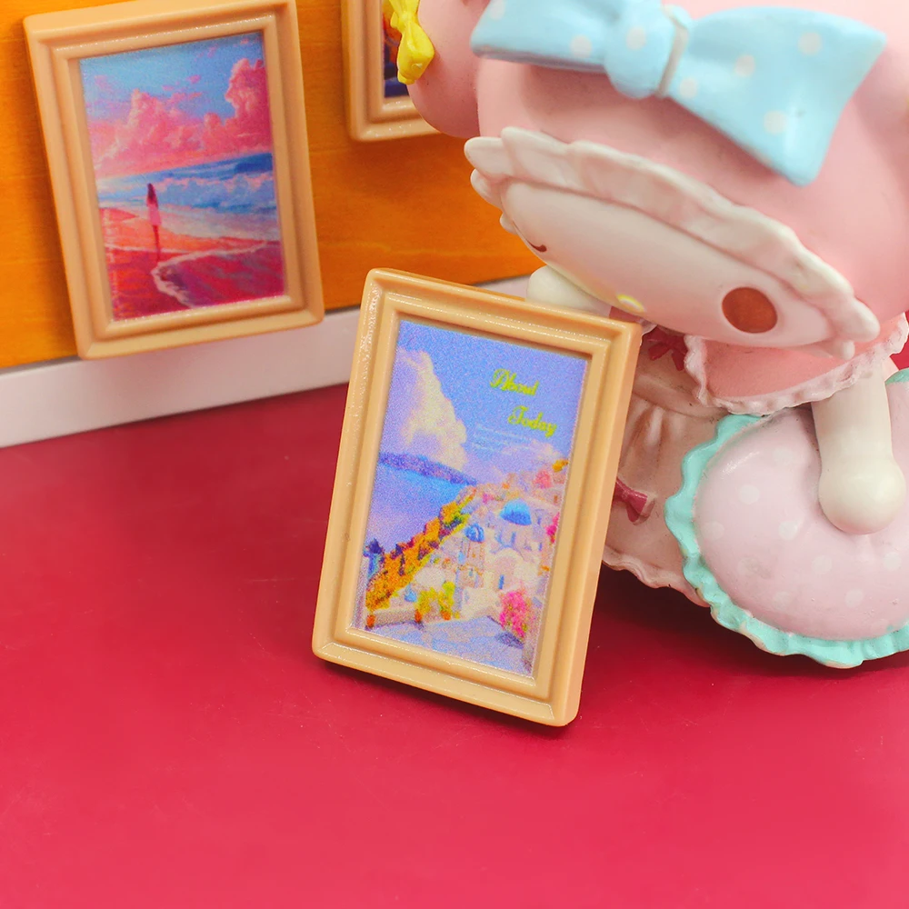 Miniature Oil Painting Picture Frame Resin Charms for DIY Scrapbooking Refrigerator Magnet Slime Filler