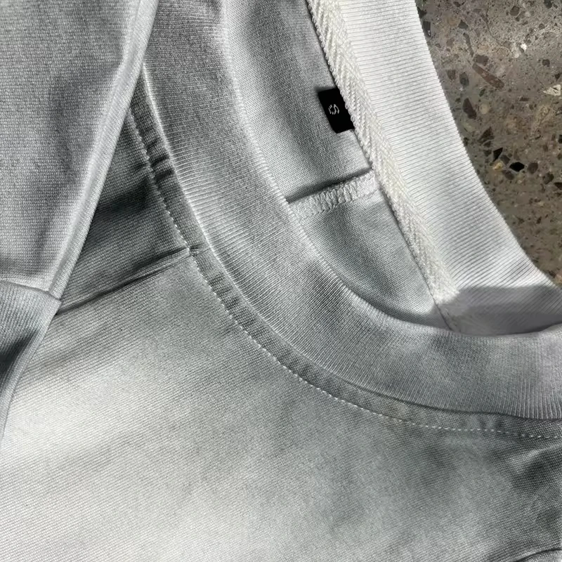 SLALTI Custom Cotton Splicing Dirty Heavyweight Cropped T-Shirt Screen Printing Tees Irregular Patchwork Boxy T-Shirt Men gallery 6