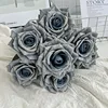 upgraded version-7-head embossed cappuccino bouquet-misty blue