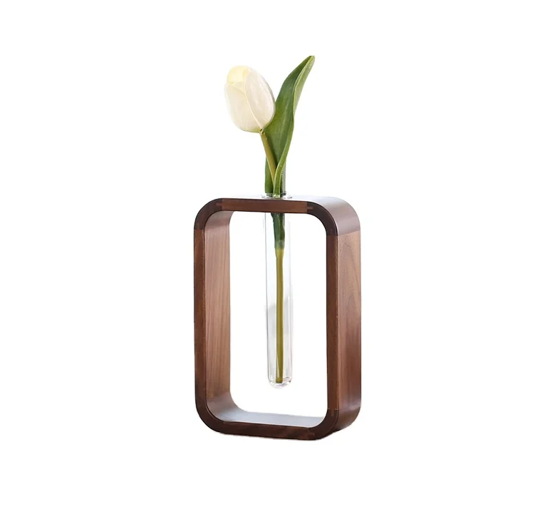 Simple Modern Glass Vase Hydroponic  Ware Light Luxury Wood Products Home Furnishings