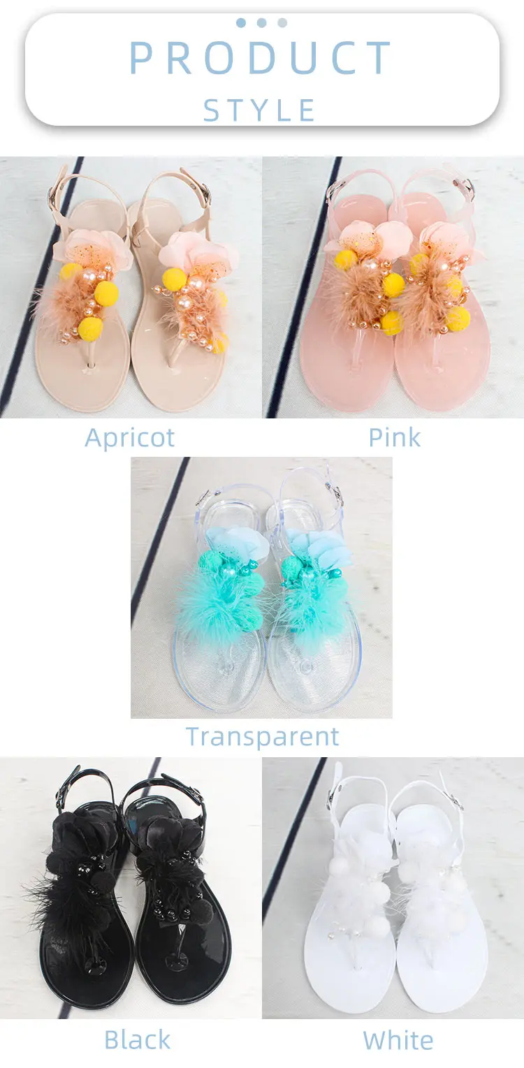 Handmade Flower Summer Jelly Pvc Flip Flop Shoes Beach Women Flat