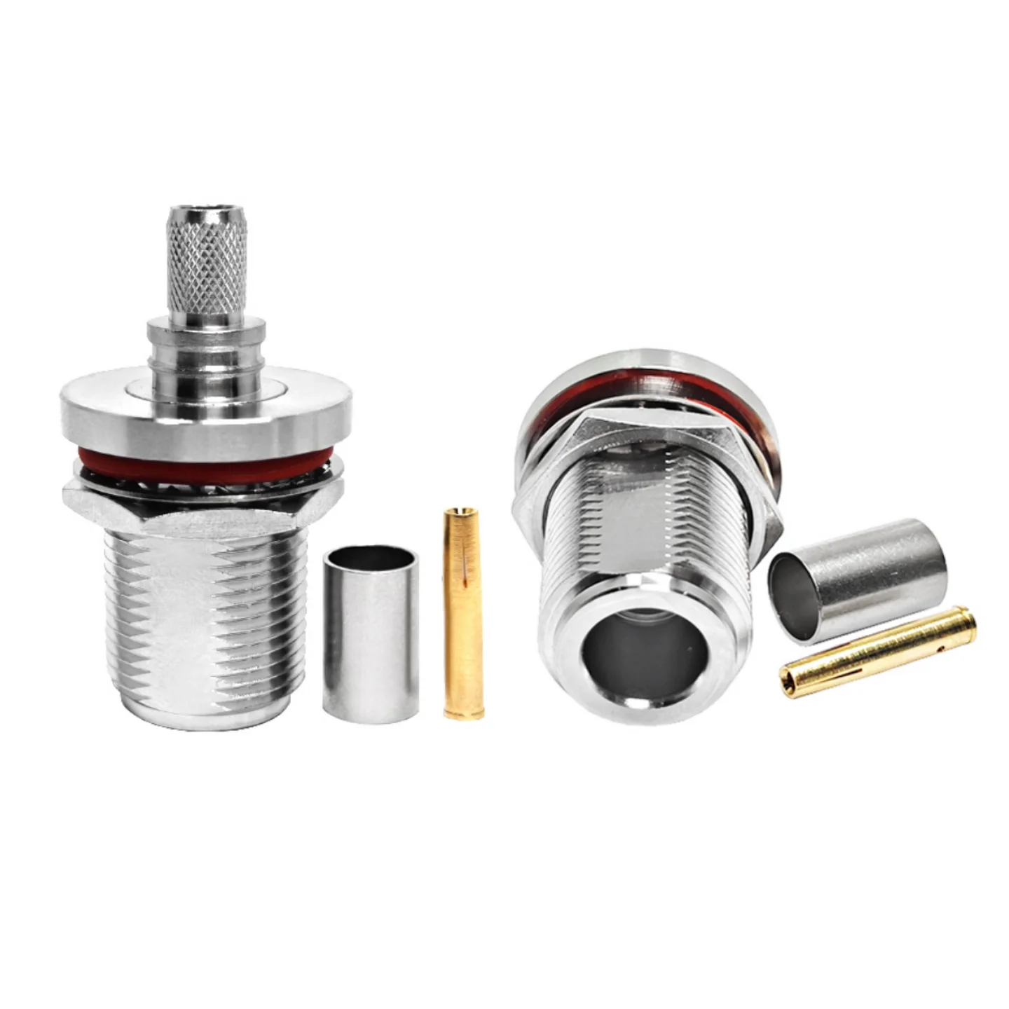 Factory Supply 50 Ohm N Type Female Jack Bulkhead Solder Crimp for LMR240 H155 RG59 RG-8X Cable RF Coax Coaxial Connectors
