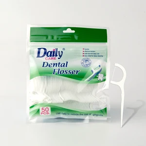 Daily Care Best Selling Private Label Plastic Dental Clean Flosser Bulk Packing Gum Care Floss Pick 50picks for Mouth Hygiene