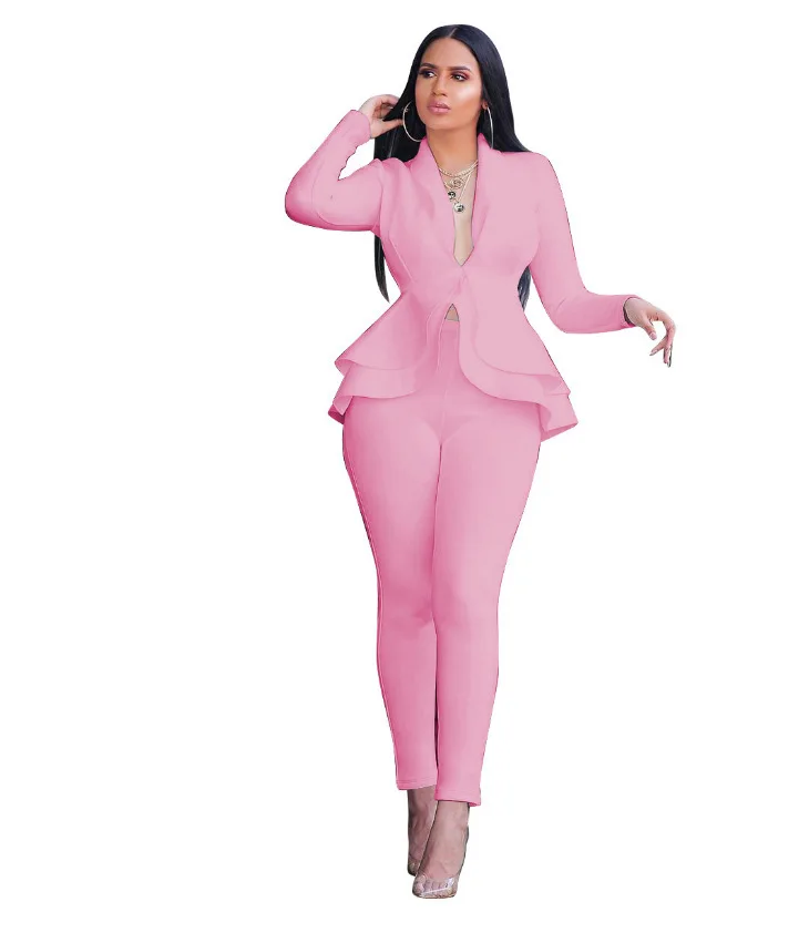Good Goods Cheapest Shipping Quality Designer Two Pieces Peplum Style Pant Sets Women Suits Office Ladies Blazer Suits for Women
