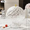 Transparent white spiral-patterned drain basket with lid
