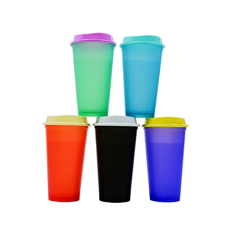 Горячая Распродажа пастельные цветные акриловые стаканы с двойной стенкой пластиковые чашки 16 унций меняющие