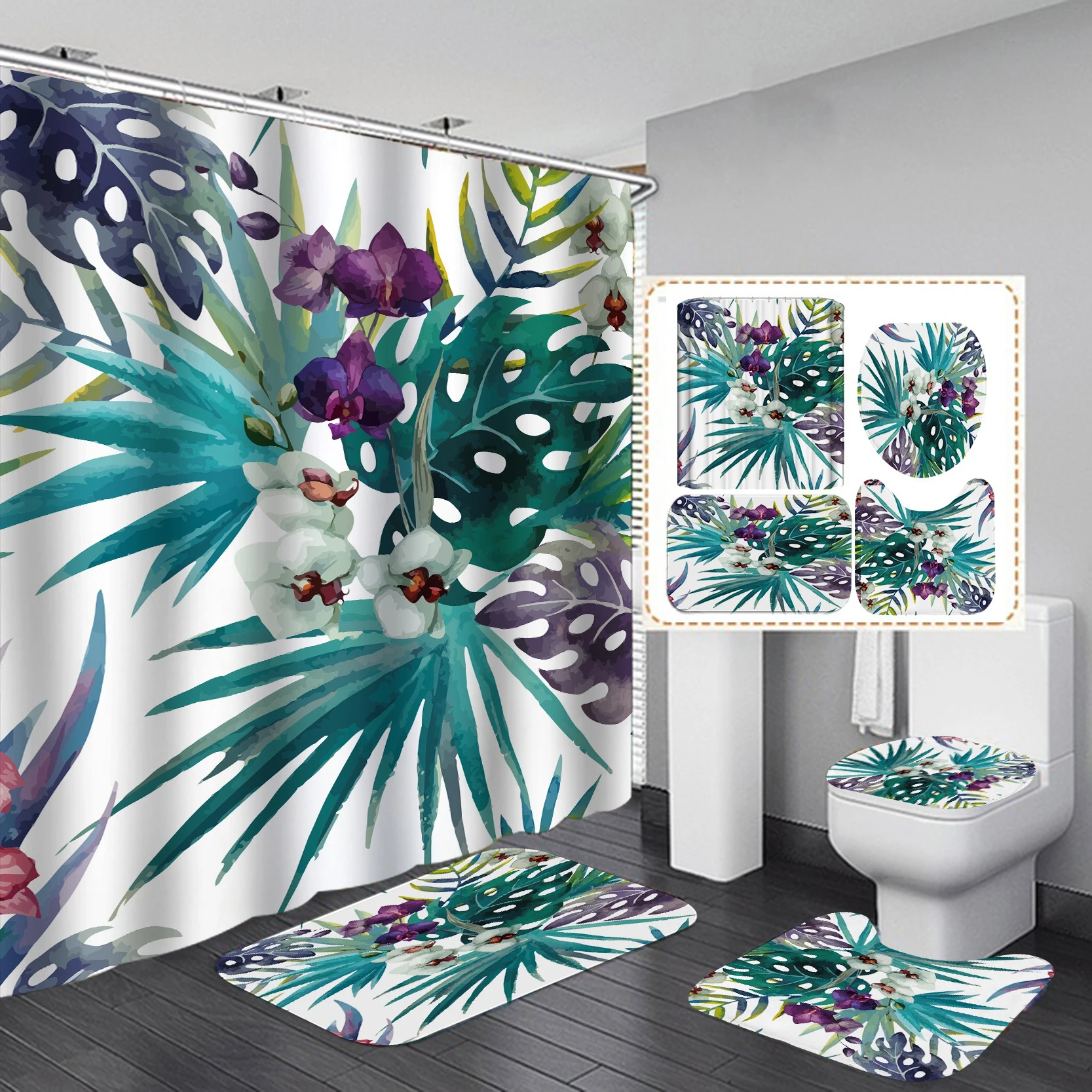 High Quality Waterproof Fashion Name Brand Bathroom Shower Curtains Set