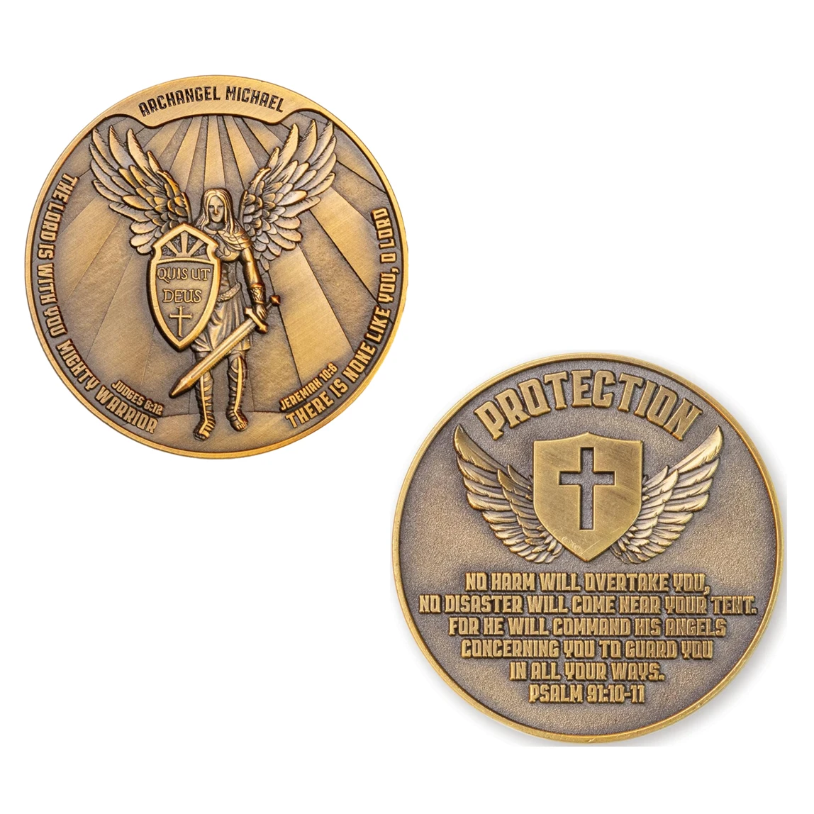 Archangel Saint Michael Protection Challenge Coin Bronze Plated Guardian Angel  Creative Souvenir Gift Home Decoration Coin