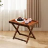Brown bamboo-bottomed side table
