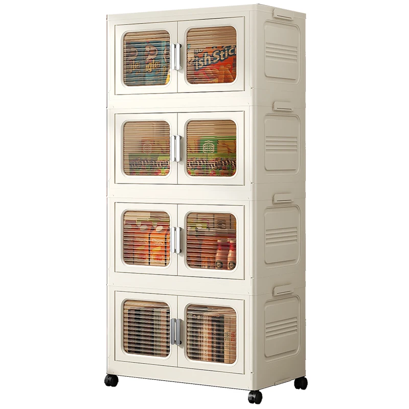 Storage Cabinet Collapsible Rolling Storage Cabinet Good Quality New Arrivals 4 Layer Multifunction Household Plastic Modern
