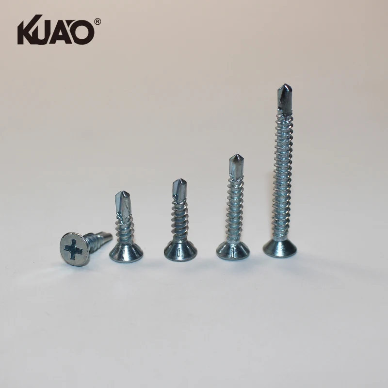 Household Hardware Phillips Drive Countersunk Self Drilling Screws Zinc Plated Steel Metal Fixing
