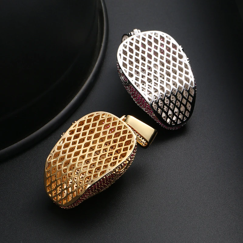 NHQZ 1 Pezzi Collana Hip Hop Cattivo Cattivo, Acciaio Inossidabile, Zircone, Argento