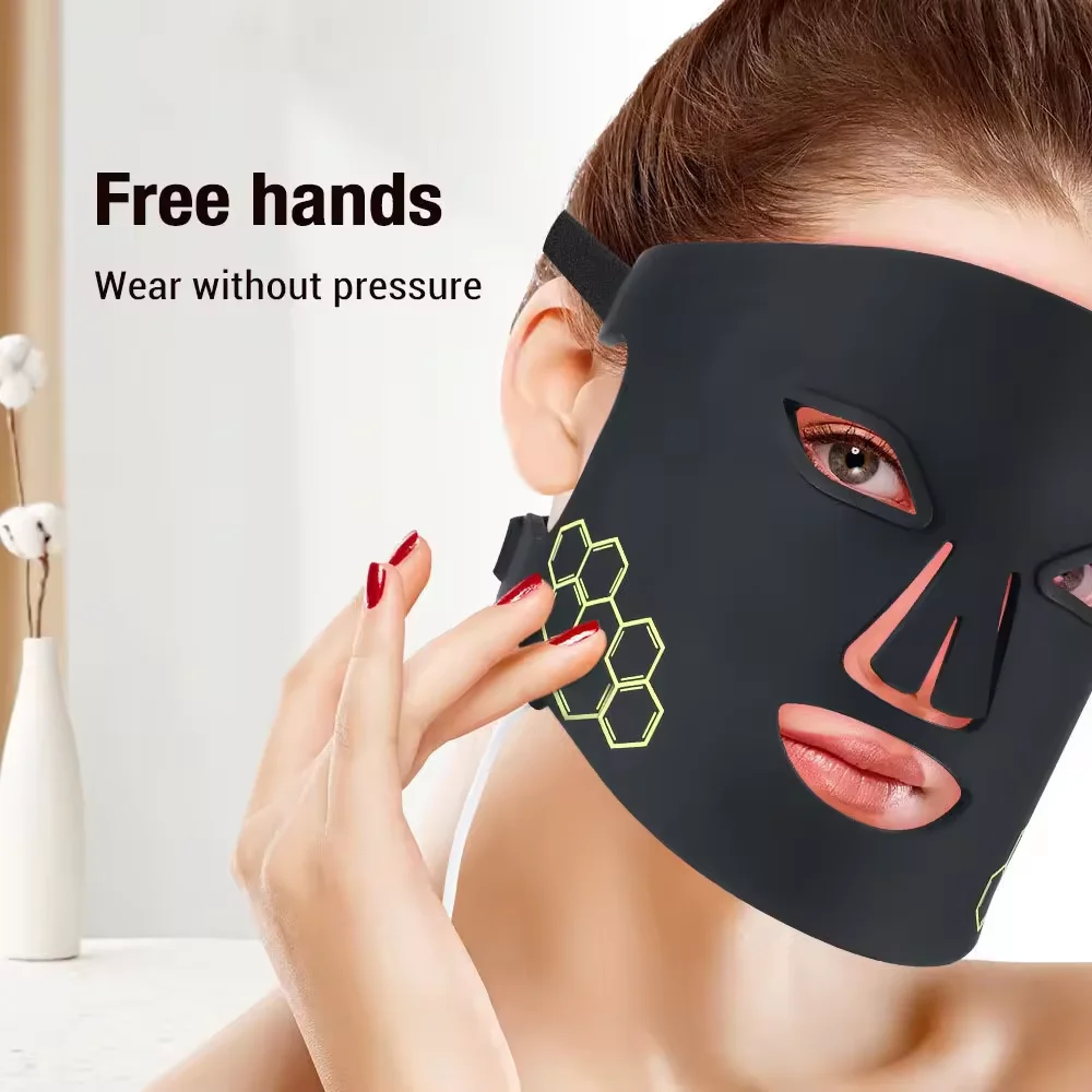 4 Color Infrared Photon LED Face Red Light Therapy Device Led Facial Infrared Light Therapy Silicone Facial Led Face Mask