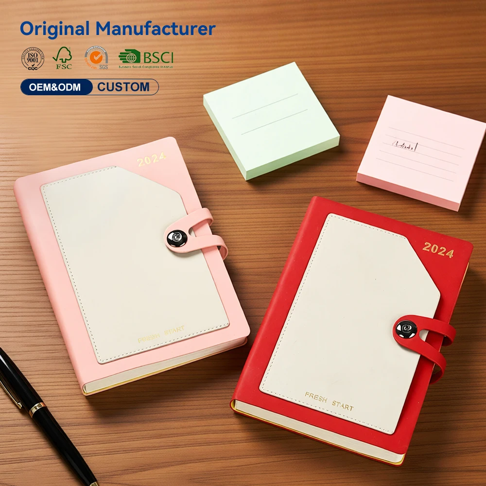 Wholesale A5 Hardcover Notebook Thermal Binding Hard Leather Strap Elastic Belt Custom Printed LOGO Office Notepad Diary Stock