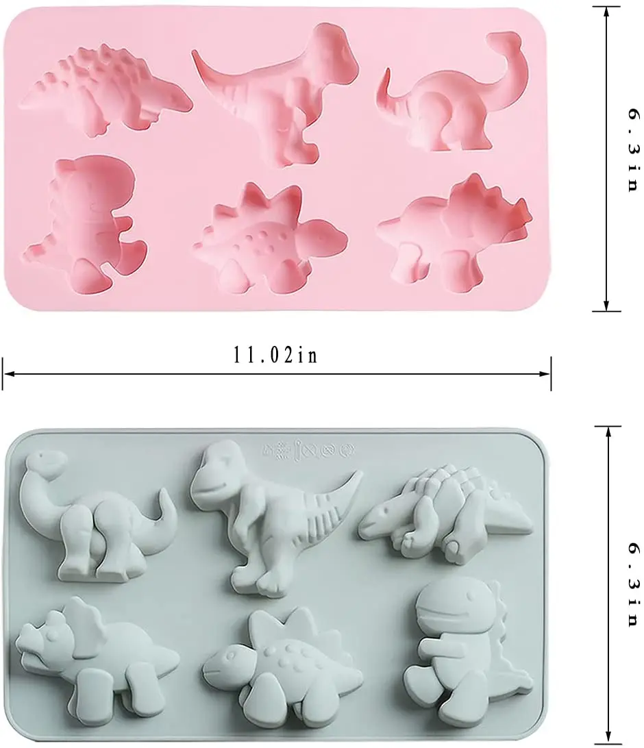 hvxjxk 12 Hoyos En Forma De Dinosaurio 3D Jelly Dulces para Hornear Torta del Molde De Silicona para Moldeo De Azúcar Pasta De Jabón Pasta De Azúcar Herramientas 