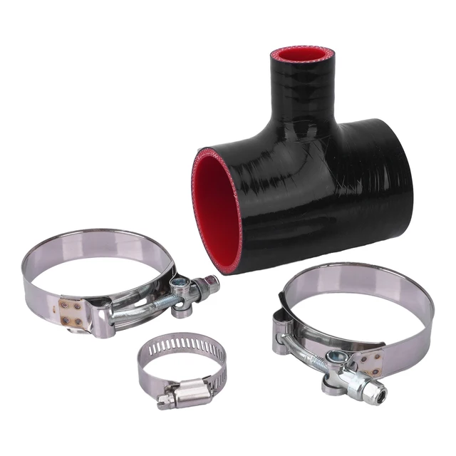 51-76mm T-Piece Silicone 3-way Hose with Clamps for Intercooler Turbo BOV Coupler Blow Off Valve Adapter T Shape Silicone Pipe