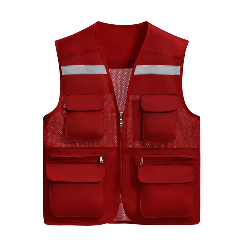 Customizable Logo High Visibility Neon Reflective Safety Vest Polyester with Pockets & Zipper for Working